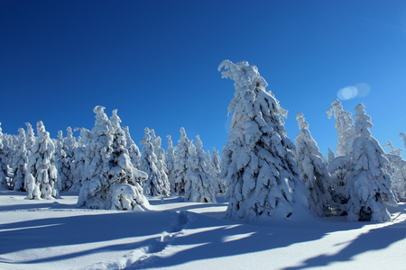 Snowy Pass Karkonoska seen from the hostel Revival to the Polish-Czech border.の写真素材