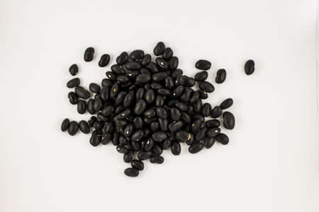 Black beans on white background