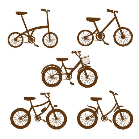 Vector illustration set of bicycles silhoutte, bikes, wheels, transportation type.のイラスト素材