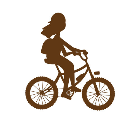 Teenagers girl rides a bicycle wearing a helmet. Silhouette Vector illustration.のイラスト素材