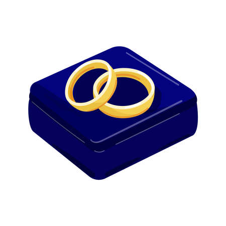Gold wedding rings. Vector isolated on white background. Cartoon style. A symbol of marriage,...