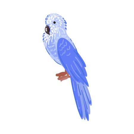Tropical blue parrot. Cartoon style. Isolated over white background. Vector illustration