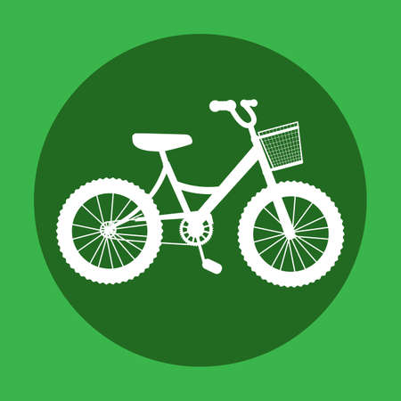 Go bike for eco journey. Green energy symbol. Isolated illustration on green background. Vector illustration.のイラスト素材