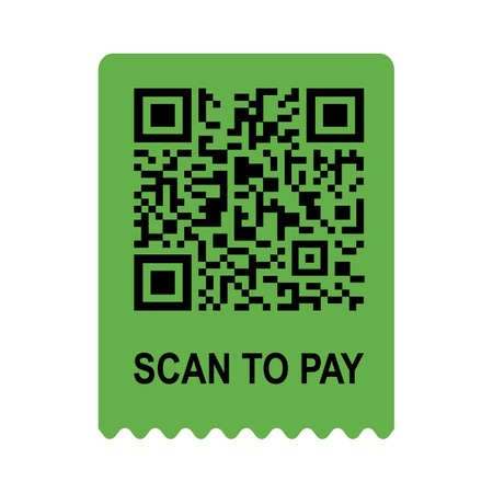 Scan me phone tag. Qrcode scan to pay. Isolated illustration on a white background. Cartoon style. Vector illustration.のイラスト素材