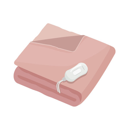 Electric blanket concept. Modern electric blanket for the home. Cartoon Vector isolated illustration on white backgroundのイラスト素材
