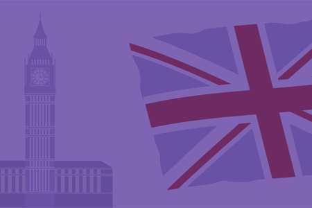 Big Ben Tower on a horizontal background. British symbol. Detailed. Travel London. Tourism object. Vector illustration.のイラスト素材