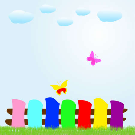 rainbow butterflies on a summer dayのイラスト素材