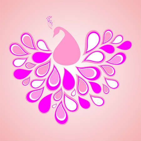 pink peacock on white background ,vector illustrationのイラスト素材
