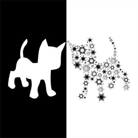 composite abstract black cat,vector illustrationのイラスト素材