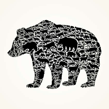 compound the bear on black background,vector illustrationのイラスト素材