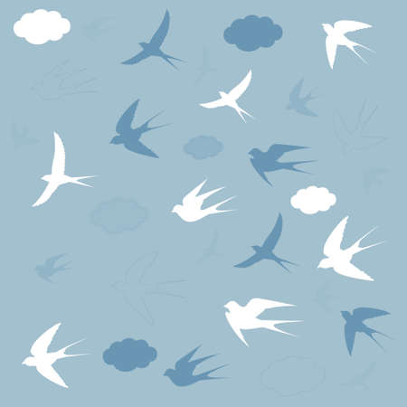 swallows fly in the sky,vector illustrationのイラスト素材