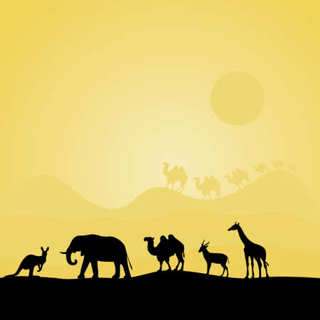 illustration of animals in Africa illustrationのイラスト素材