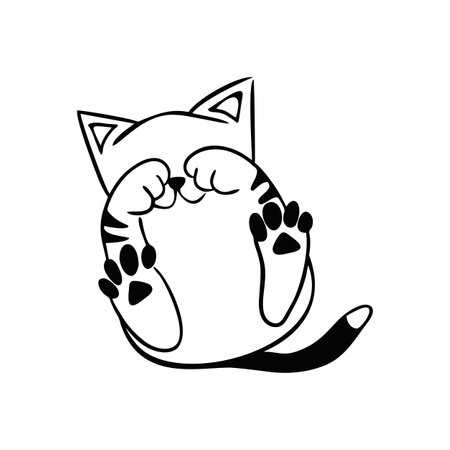 cat washes with a paw,vector illustrationのイラスト素材