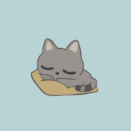 cute kitten sleeping on a pillow,vector illustrationのイラスト素材