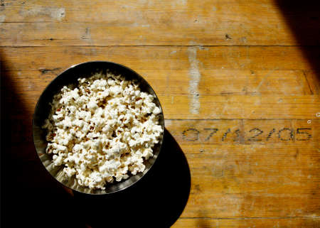 Image on a bowl of popcornの写真素材