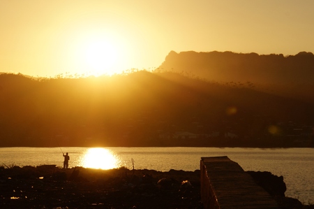 Fishing at sunset, Baracoaの写真素材