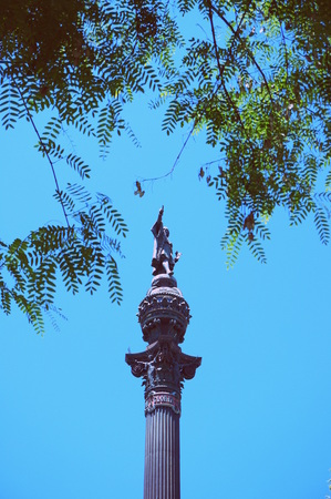 Columbus statue in Barcelonaの写真素材