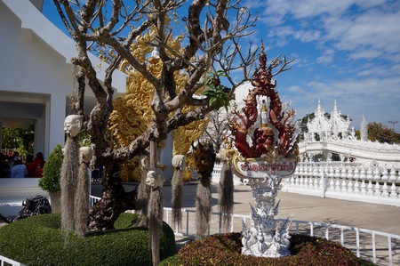 Wat Rong Khun temple details in Chiang Rai, Thailandのeditorial素材