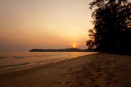 Sunset view from Monkey Maya beach, Cambodiaの写真素材