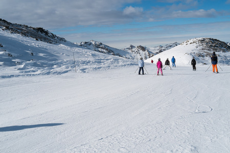 Ski slope in Val Thorens, trois vallees complex, Franceのeditorial素材