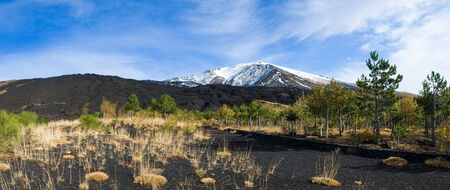 Mount Etna with snow from Sapienza refuge, Sicily, Italyの写真素材