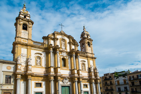 San Domenico church and square in Palermo, Sicily, Italyの写真素材