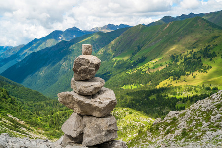 Trail marker in Val di Scalve, Schilpario, Italyの写真素材