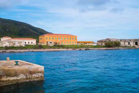 Old Stazione Sanitaria in Asinara island Sardinia, Italyの写真素材