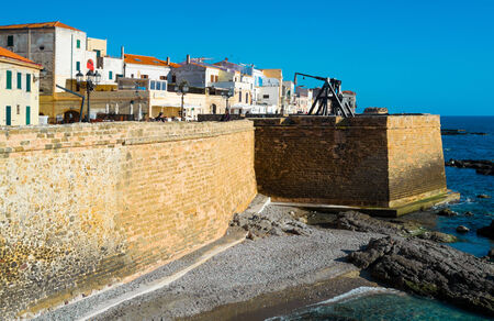 Downtown Alghero, Sardinia, Italyの写真素材