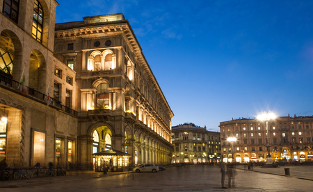 Dumo sqaure in the evening in Milan, Italyのeditorial素材