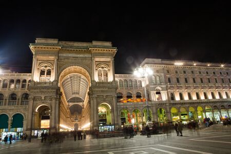 Vittorio Emanuele Gallery by night in Milan, Italyのeditorial素材