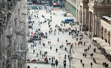 Duomo square from above in Milan, Italyのeditorial素材