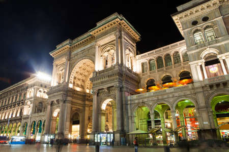 Vittorio Emanuele Gallery by night in Milan, Italyのeditorial素材