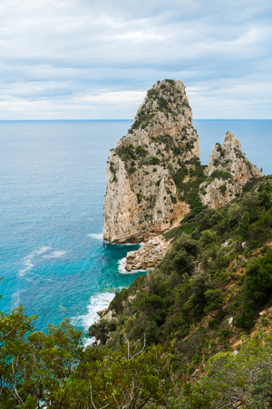 Trekking along the coast form Pedra Longa, Baunei, Sardinia, Italyの写真素材