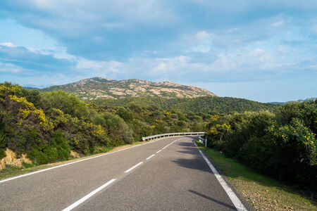 Road along the coast in Teulada, Sardinia, Italyの写真素材