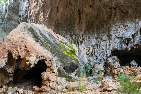 Archeological site of Tiscali nuragic village in Lanaitto valley, Dorgali, Sardinia, Italyの写真素材