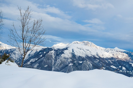 Alps Montains with snow on the way to Grigna, Lecco, Italyの写真素材