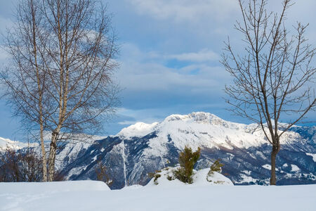 Alps Montains with snow on the way to Grigna, Lecco, Italyの写真素材
