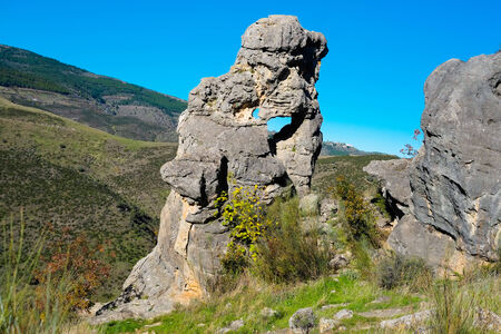 Rock formation in Patones, Madrid, Spainの写真素材