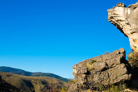 Rock formation in Patones, Madrid, Spainの写真素材