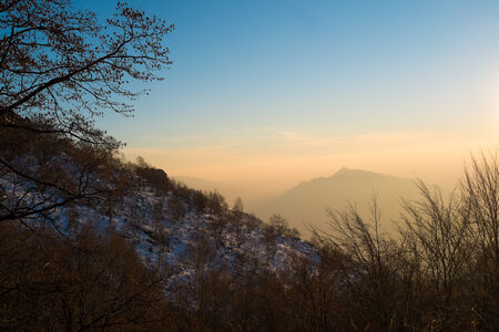 Alps montains in winter close to Ballabio, Lecco, Italyの写真素材