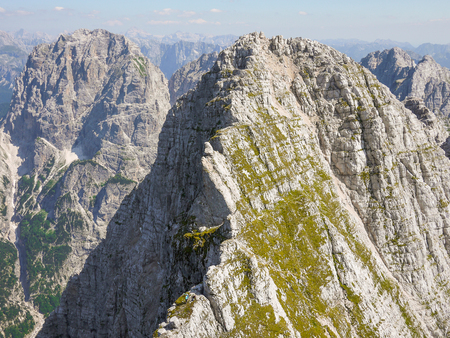 Mountain tops in front of Jof di Montasio, Alpi Giulie, Italyの写真素材
