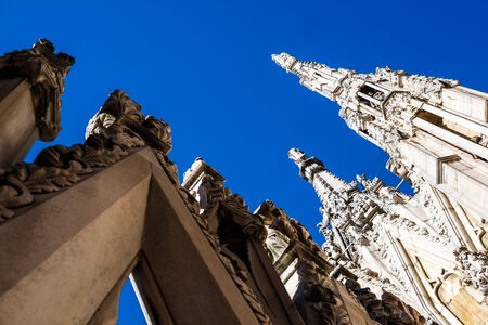 Detail of duomo cathedral in Milanの写真素材