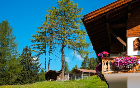 Mountain house in Val Gardena, Dolomites, Italyのeditorial素材