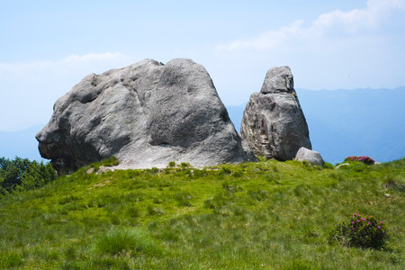 Rock formation in Mottarone mountain, Piedmont, Italyの写真素材