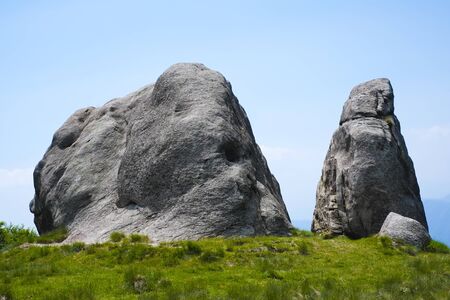 Rock formation in Mottarone mountain, Piedmont, Italyの写真素材