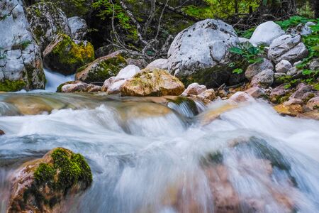 Mountain river and waterfall in Slovenia