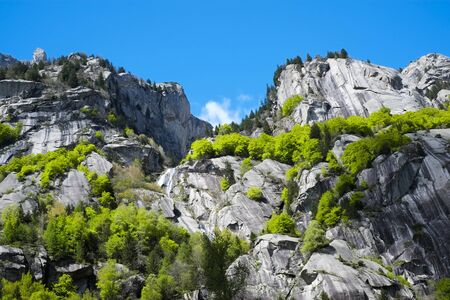 Granite mountains in Val di Mello, Val Masino, Italyの写真素材