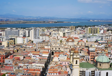 View of Cagliari from above, Sardinia, Italyの写真素材