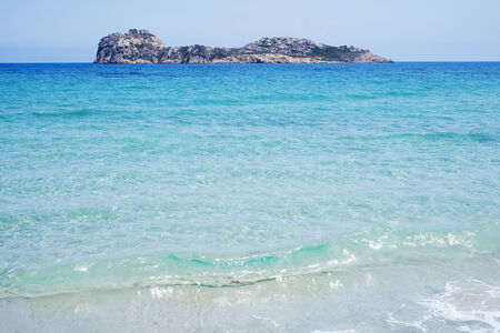 Blue and transparent sea in Porto Tramatzu beach, Teulada, Sardinia, Italyの写真素材